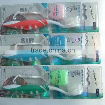 soft nylon66 Toothbrush set with dental floss dental care set