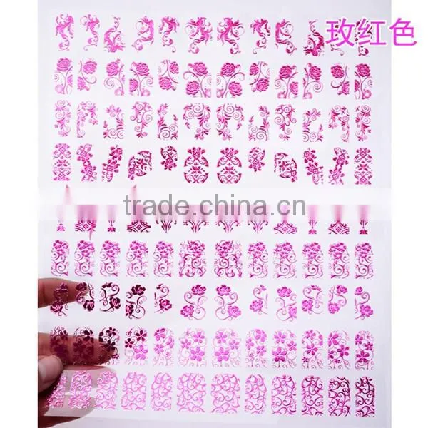 108 one sheet pink nail foil sticker 3D Flower nail decoration foil paper