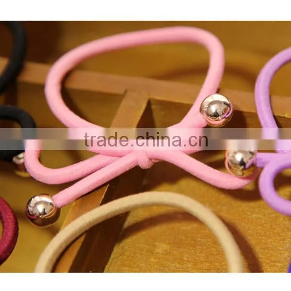 small quantity knot hair bows girls elastic hair band with beads