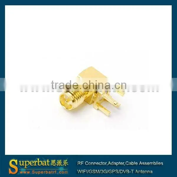 RP-SMA thru hole Jack(male pin) RA PCB Mount with solder post sma rf connector solder