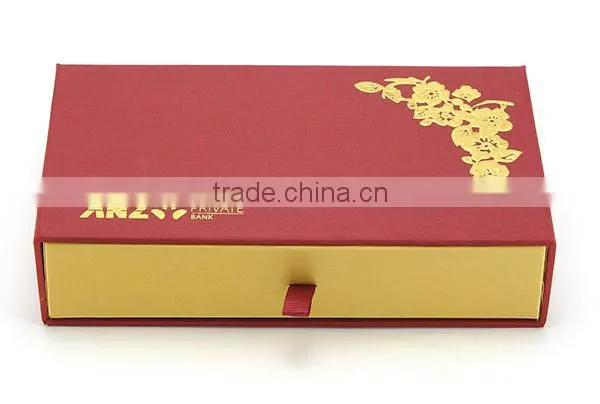 New Year Custom Design Logo Hot Stamping Fancy Paper Red Packet Slide Box
