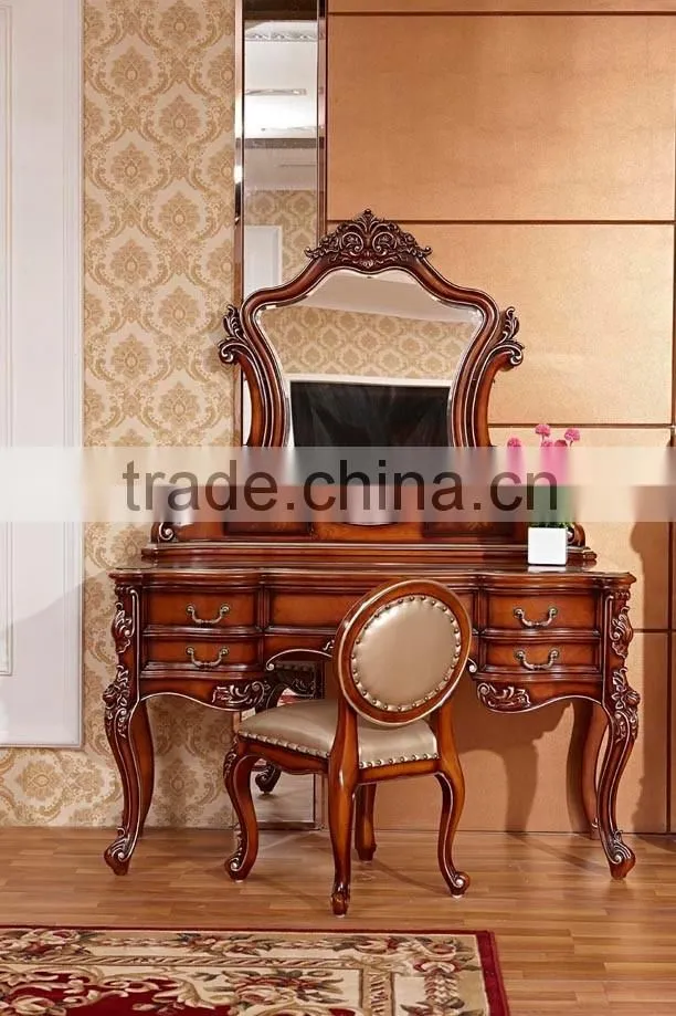 2016 Yumian luxury European type Classic style bedroom set Bed Bedside table Wardrobe Dressing table Commode