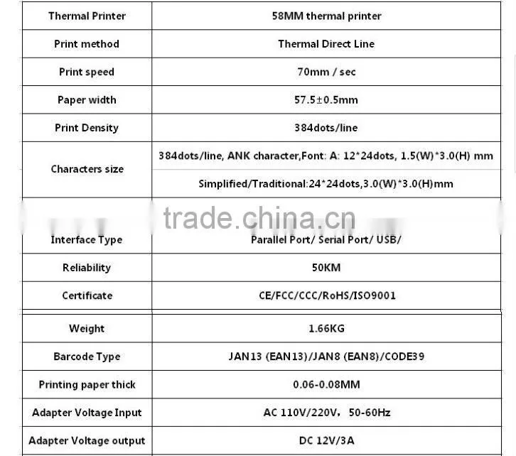 58mm usb thermal receipt printer supplied by manufacture