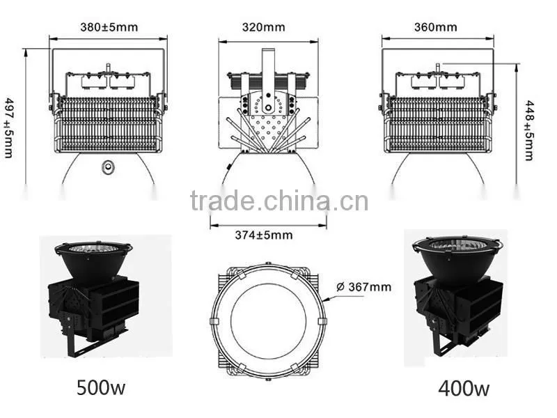 216 degree adjustable 300 watt led flood light manufacturer