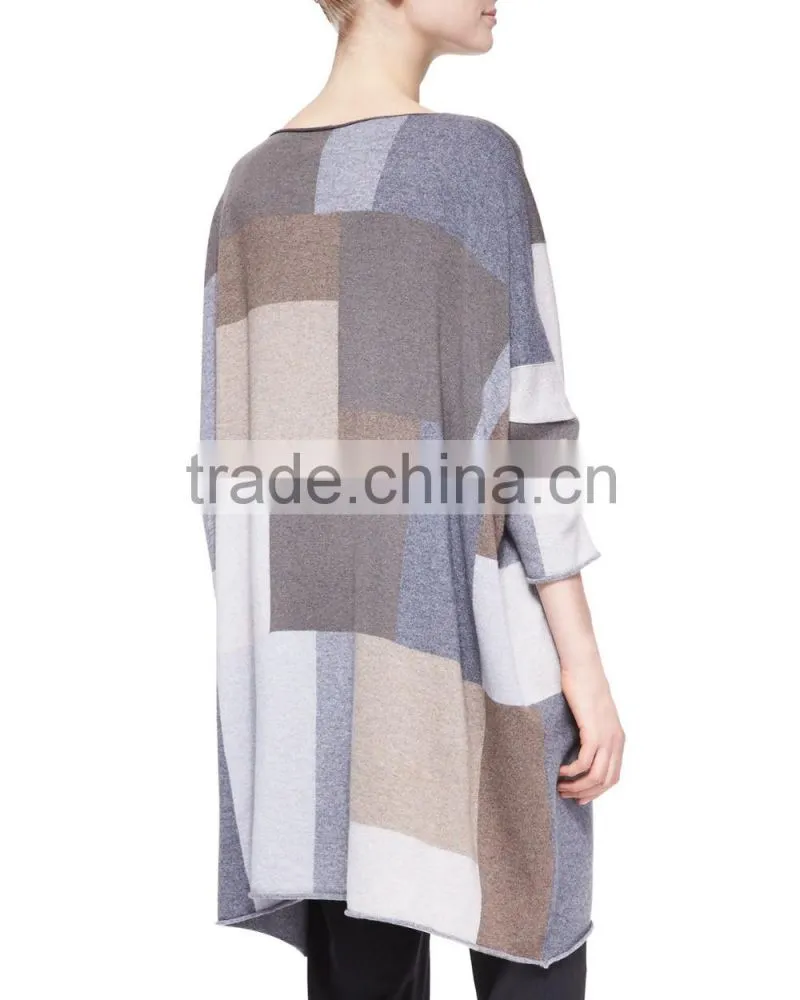 warm and soft block women long pullover