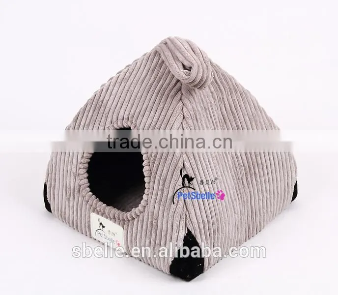 Solid corduroy made pet house dog bed