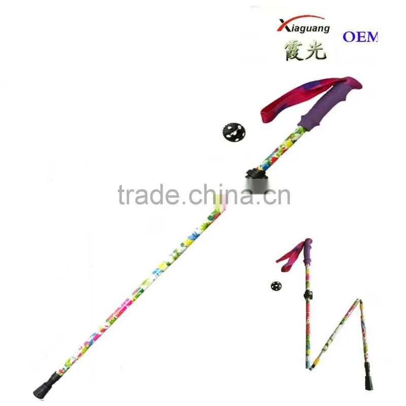 alumium7075 printing plant telescopic trekking pole nordic folding walking stick