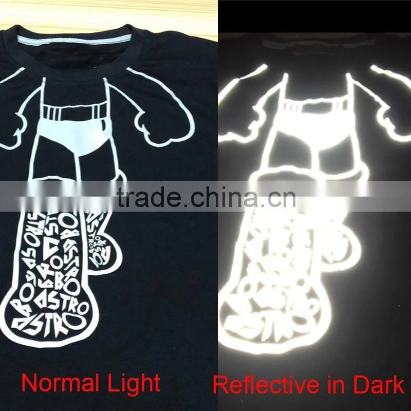 Custom plastisol reflective heat transfer for T-shirt