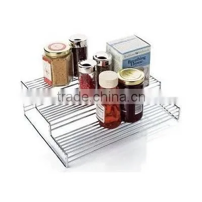 Kitchen Bathroom Utility Room Two-Tier Chrome Sliding Cabinet Shelf Organizer