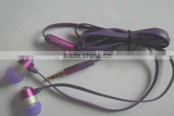 High quality diamond earphone new crystal earphone flat cable design earphone