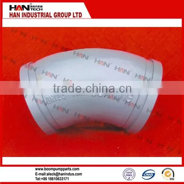 Concrete pump parts 45 degree stainless steel pipe elbow 4 inch concrete pump elbow / bend