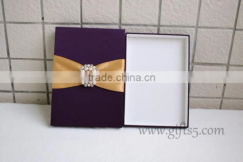 2016 latest Luxury Wedding Gift Box Wedding Invitation Box with ribbon custom made