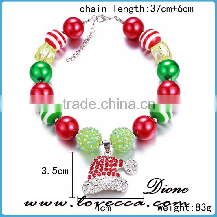Handmade Christmas Stretch Bracelet With Snowman Hat painted Glass Bead