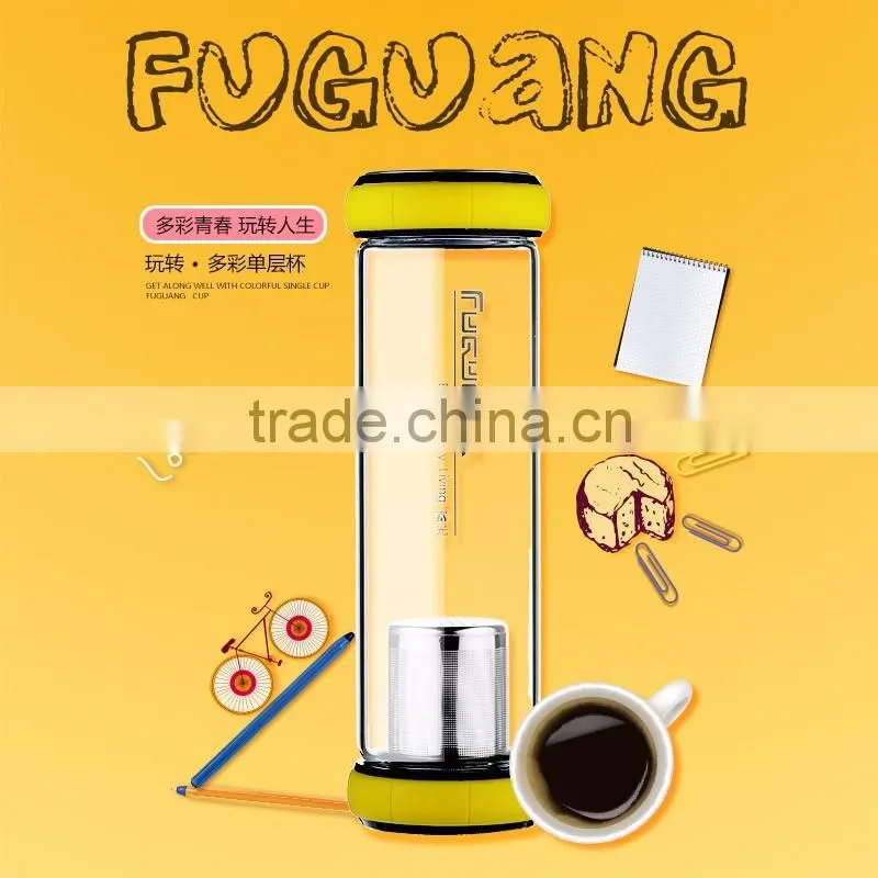 Best Sale Drinking 500 ml Green Sport Glass Water Bottle With Fruit Infuser