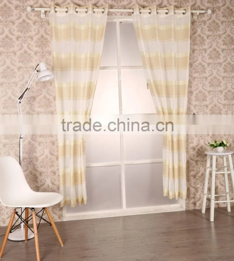 elegant strip new design sheer curtain panel woven with silver metallic yarn