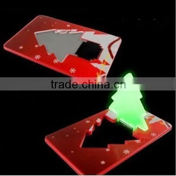 New Arrived Portable Pocket Christmas Tree LED Card Light Lamp