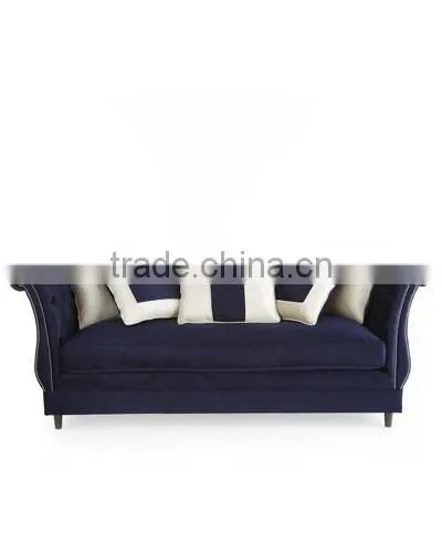 Cheap price baroque style dark purple color 3 seater wooden chesterfield sofa for living room used
