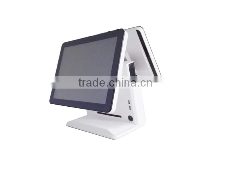 Fanless design 15 inch dual screen pos system with J1900U
