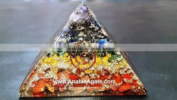 Red Colour Orgone Pyramid With Silver Pearl,s : Wholesale Orgone pyramid