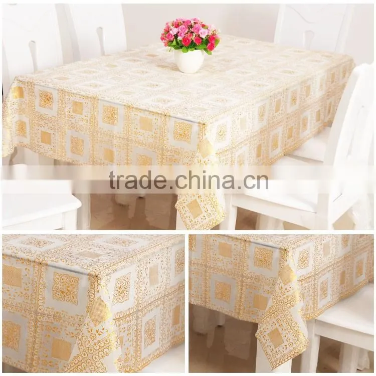 wedding party gold stamping printed PVC table cloth 137cm*20m/roll