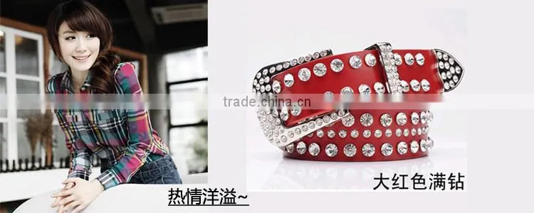 2014 New arrival western ladies Rivet new fashion belt with flower leather pattern buckle Wholesale /Retail sell