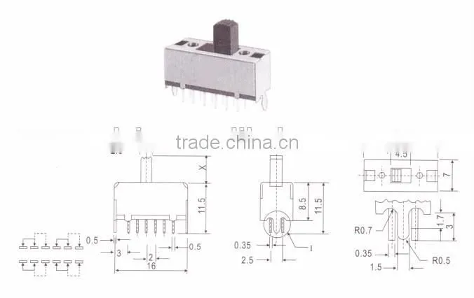 SS42D04 PCB mount slide switch