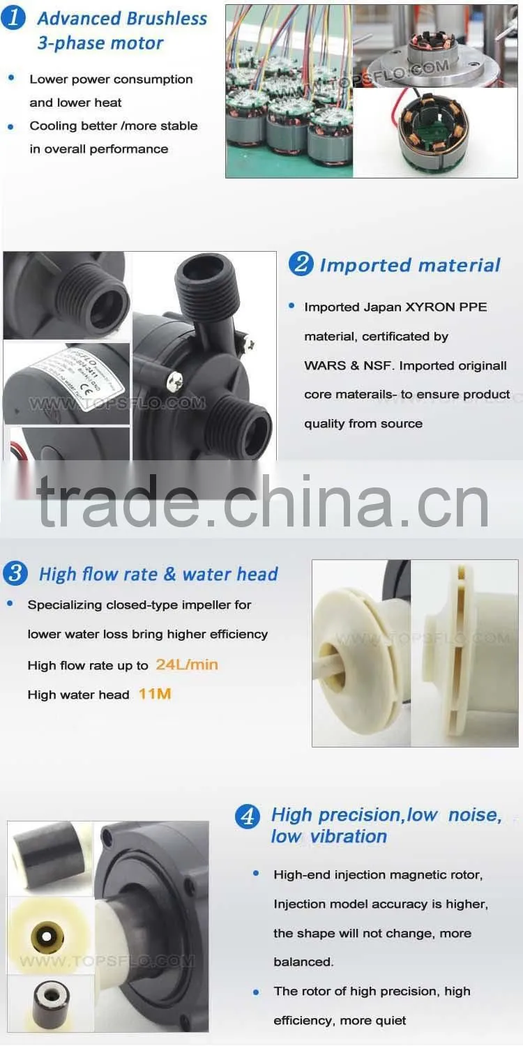 Circulation DC brushless 12v 24v cooling capacity chiller pump