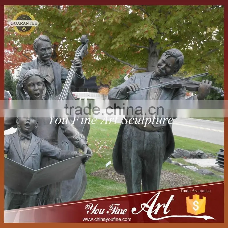 Garden Life Size Bronze Family Music Sculpture