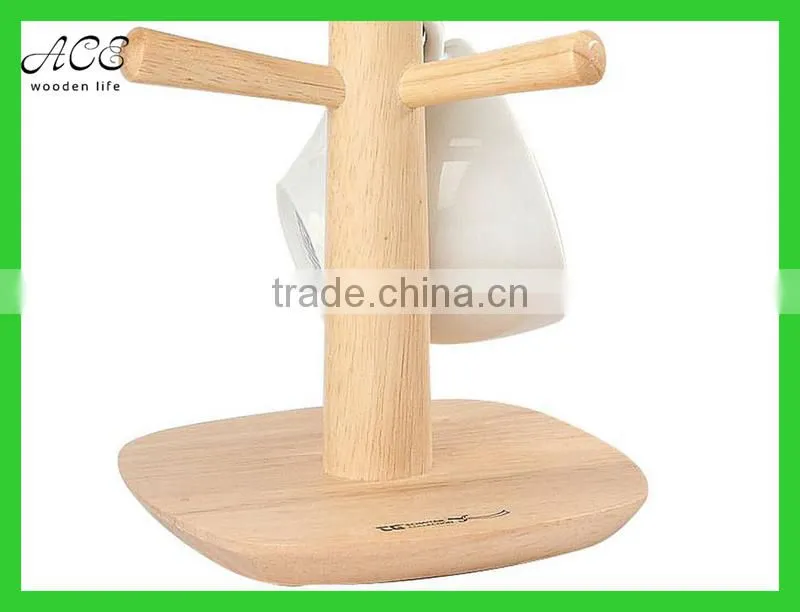Wooden mug tree for up to 6 mugs