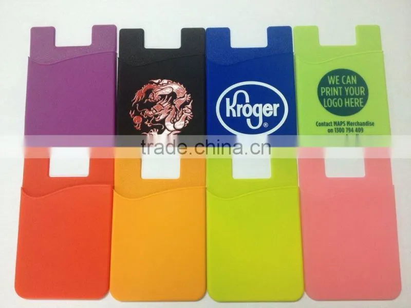 Eco-friendly Reusable Soft touch Cheap silicone phone case card holder