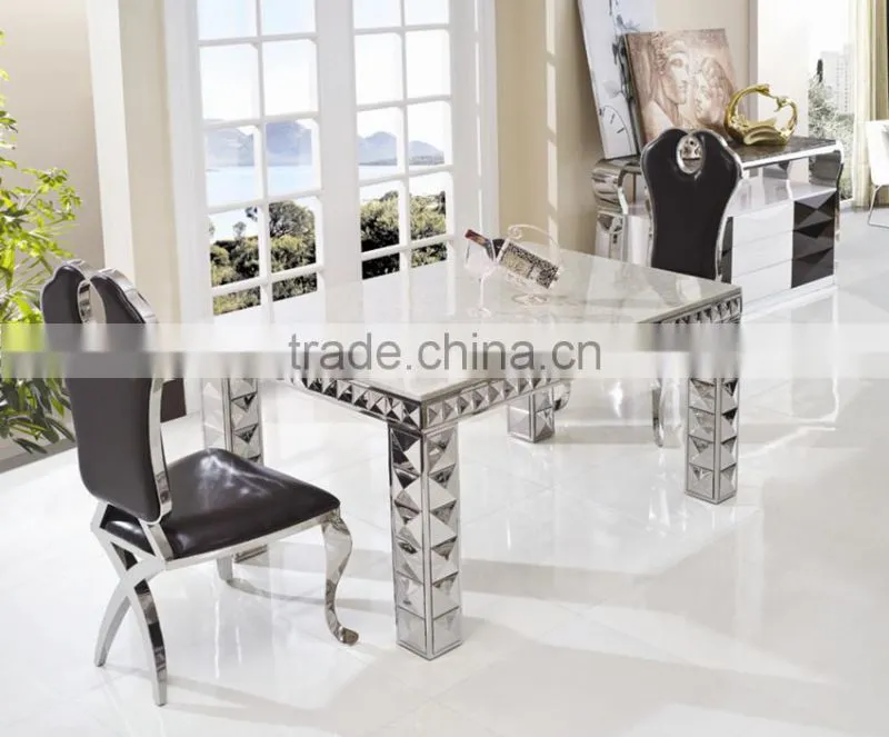 Modern Design Living Room Furniture Long-lasting Marble Top Stainless Steel Dining Table TH338