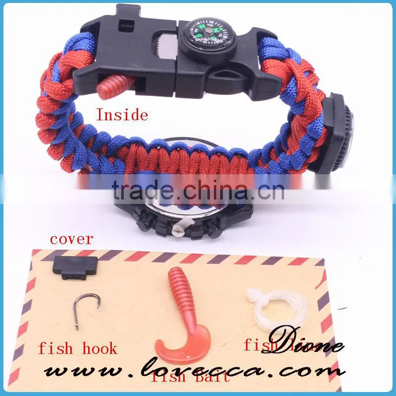 2017 New Style Climbing Camping Survival Bracelets Umbrella Rope Firestarter Life Saving Paracord Watch Band