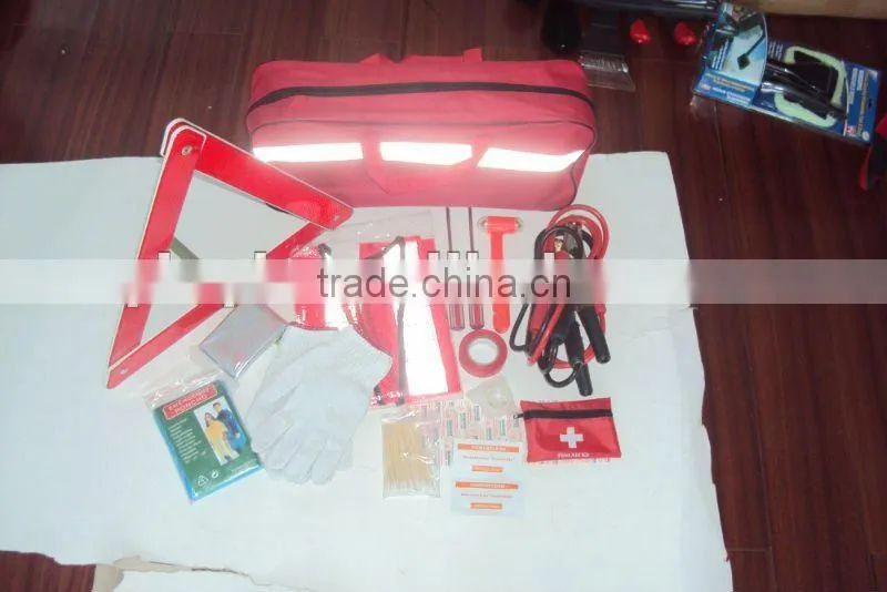 YYS12012 37-piece Roadside car emergency tools kit with high-visable stripe carry bag