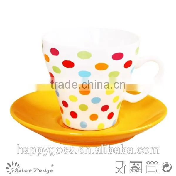 high quality dot decal new bone china cup and saucer