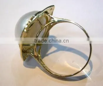 gold wedding genuine freshwater pearl ring Tahitian Pearl Ring