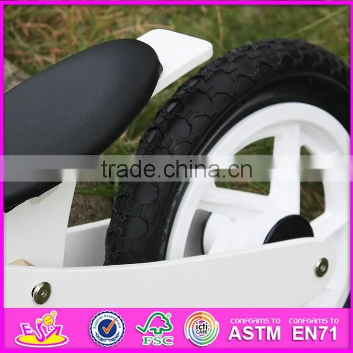 2016 new design white funny children wooden balance bike without pedals W16C154