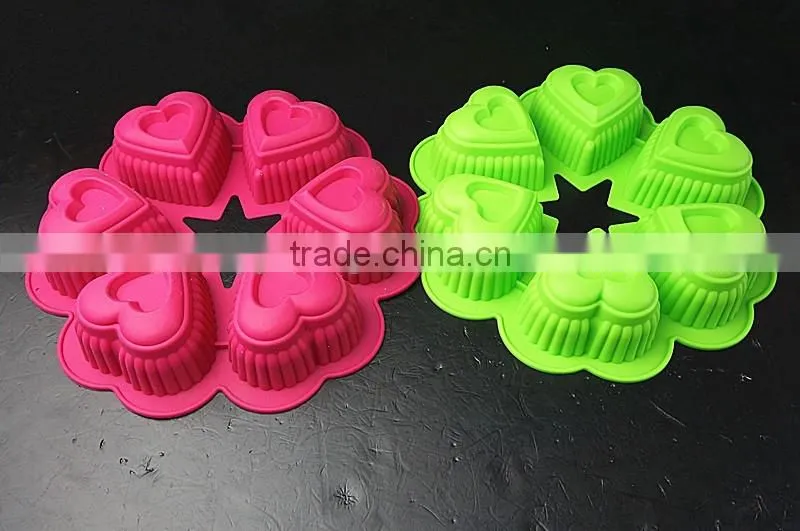 11052 Six Holes Heart Shaped Cake Mould Silicone Mould