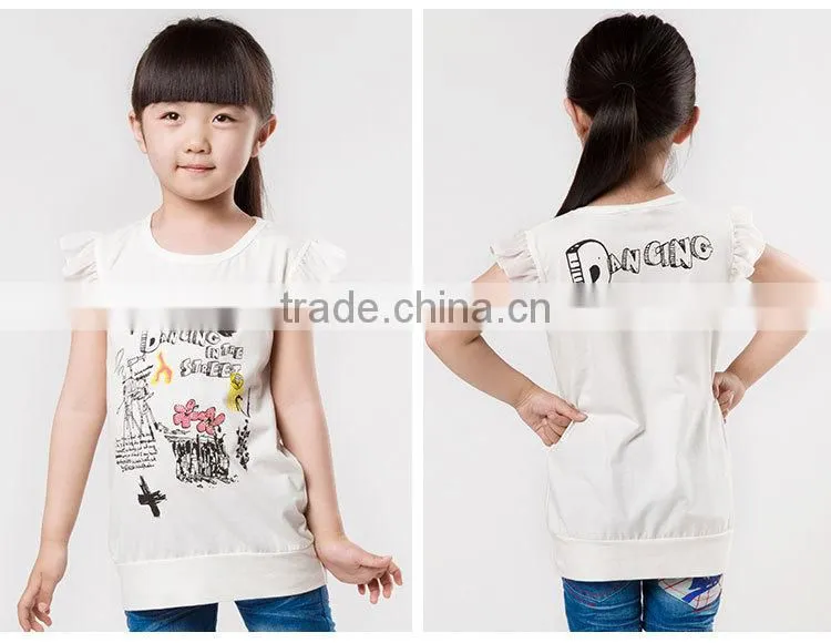 Children's cotton printed lovely butterfly sleeve T-shirt