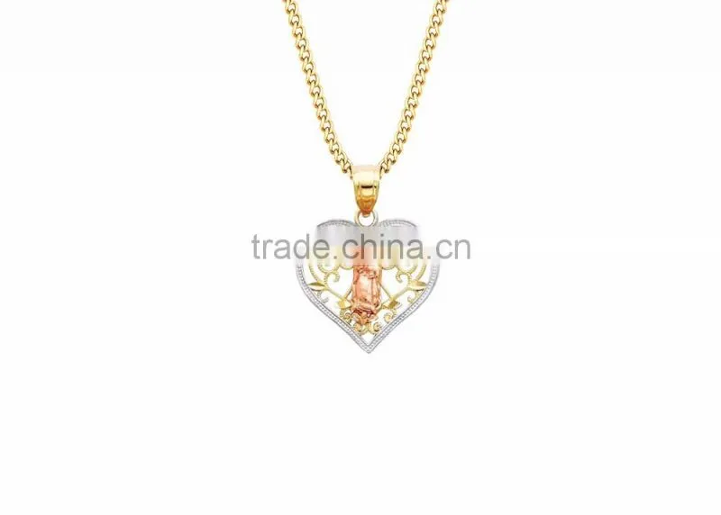 Three Tone Plated Mythological Heart Shape Pendant