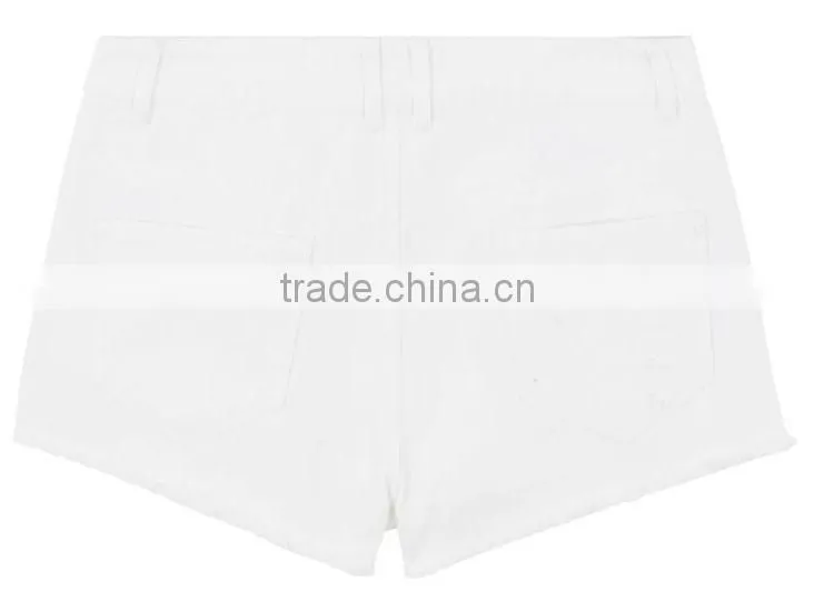 ladies cheap stylish white jean fabric sexy hot short pants 2016