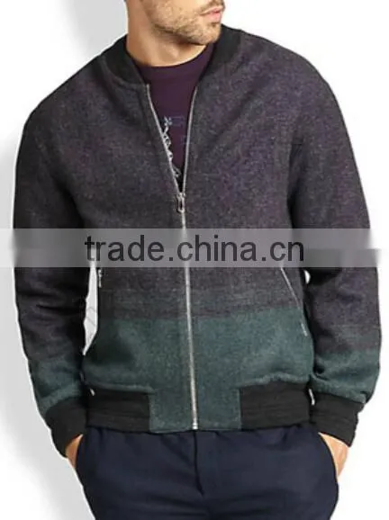Ombre Bomber Jacket,fashion subtle ombre effect updates jacket ,ribbed trim warmth jacket