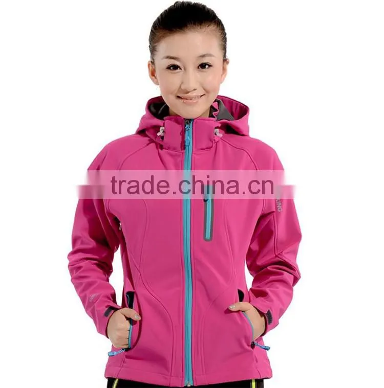 OEM ODM Customize Brand Women Outer Sports Polyester Soft Shell Jacket
