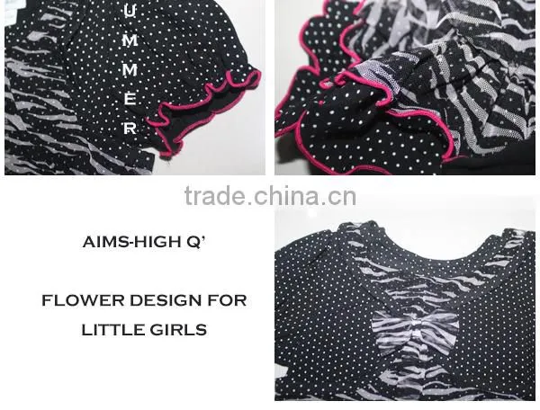 Wholsale new summer fashion style black cvc floral chiffon bonny mini kids girls fake two piece t shirt
