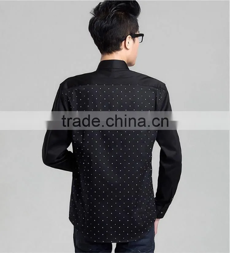 men fashion slim fit long sleeve print causal shirts