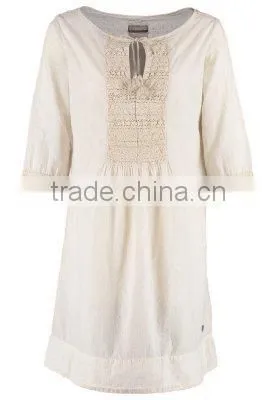 Basic hand lace casual cotton dress design for pregnant woman