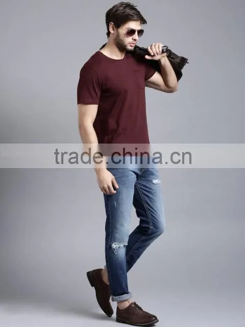 2017 Guangzhou Shandao Garment OEM Customized Casual Style 180g 100% Polyester Plain O-Neck Short Sleeve Pocket Men's T shirt