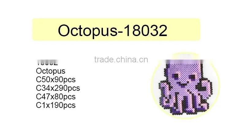 Diyfashion 5mm hama perler fuse beads Octopus set with puzzle iron paper and twezzer hama beads toys for kids 18032