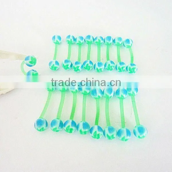 hot printed windmill acrylic ball EBA shaft flexible tongue piercing body jewelry