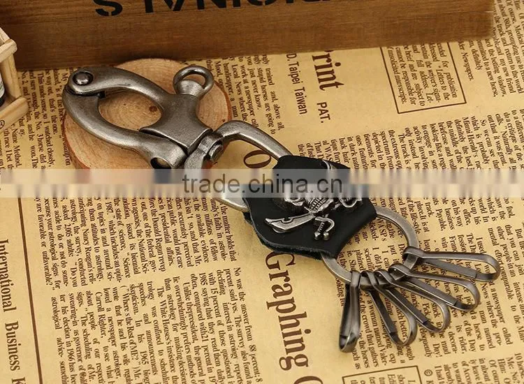 Punky Llavero,Skull Head Leather Strap Chain Bikers Punk Gothic Key Chain Hand Made