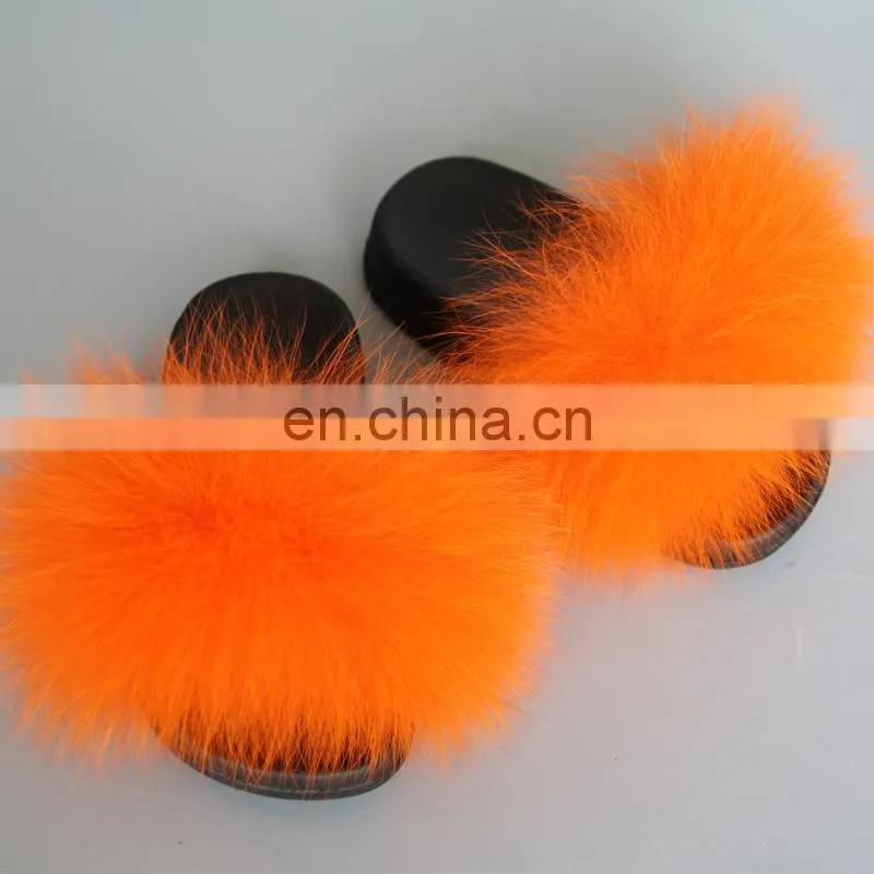 Children style baby cute genuine fox fur slipper wholesale fashion fur slippers
